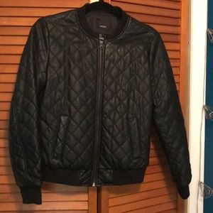 Quilted leather bomber jacket